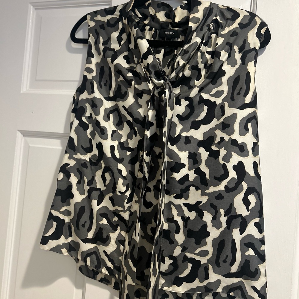 Theory Monochrome Animal Print Blouse
